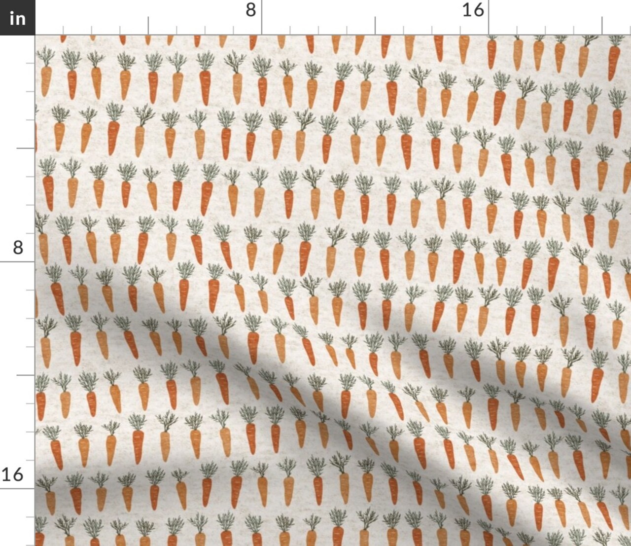 Spring Carrots Green Orange Kitchen Easter Vegetables Textured Root Rustic Farmhouse Custom Printed Fabric by Spoonflower Various Fabrics by the Yard or Fat Quarter